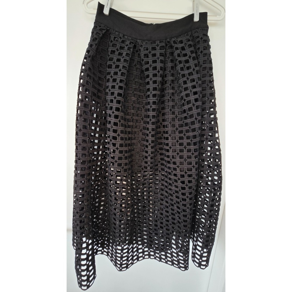 Maje Maxi Skirt Crochet A-Line Knit Mesh Pleated Whimsy Goth Festive Wedding